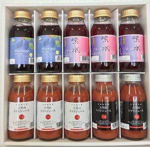 大雪山トマトジュース(有塩・無塩)、紫水（赤しそジュース）、北海道産ハスカップジュース　180ml×10本詰合せセット バイオアグリたかす ギフト